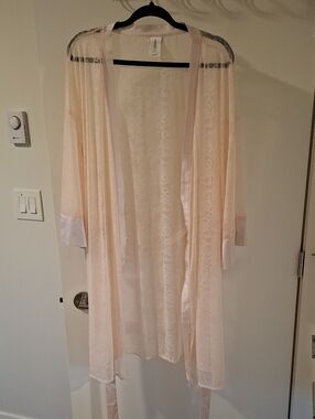 Déesse Lingerie Blush/Powder Sexy Pink Lace & Satin Robe/Kimono (Size 2XL/3XL)